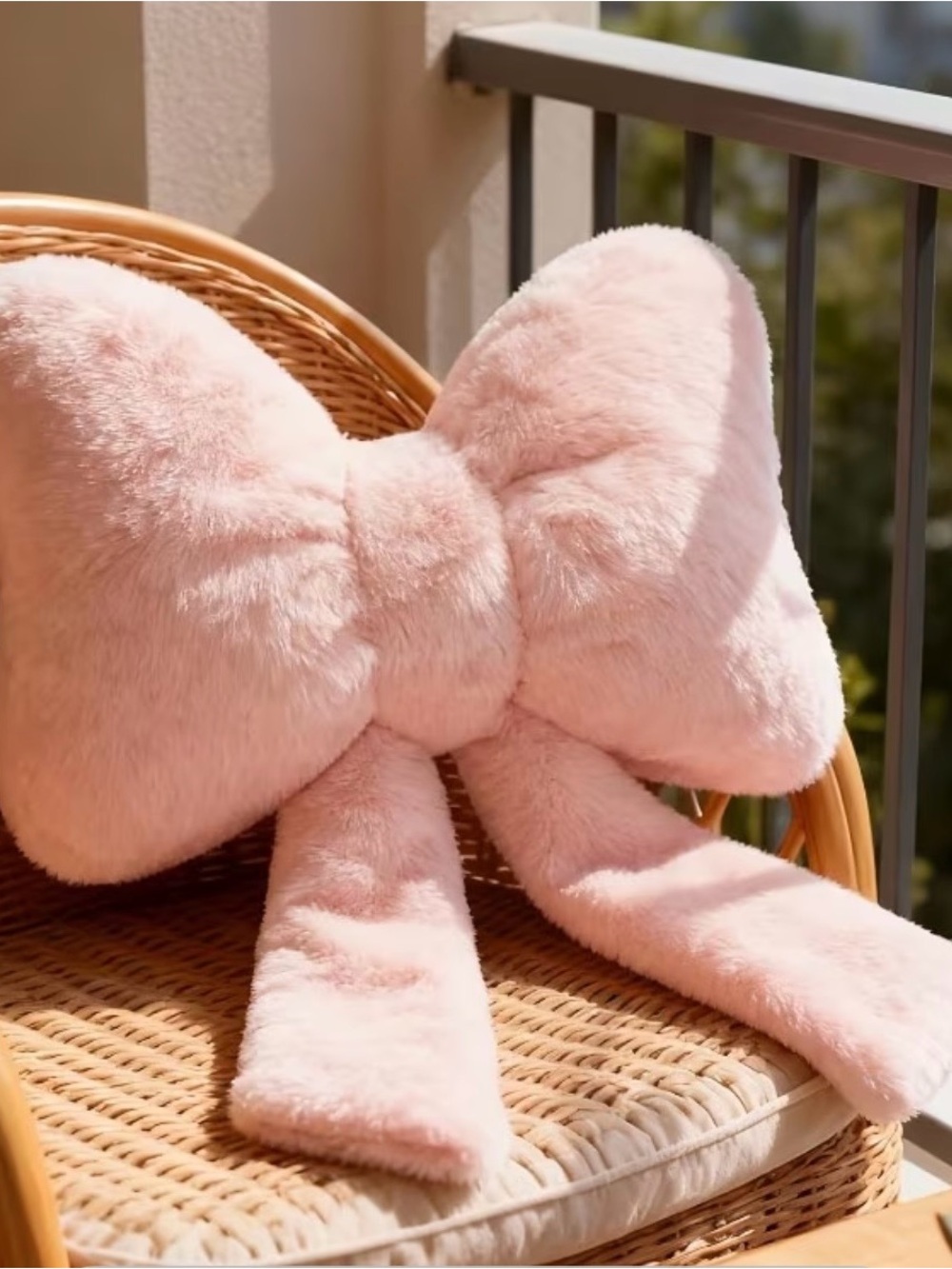 NWOT Plush Pink Bow Pillow, Home Accents